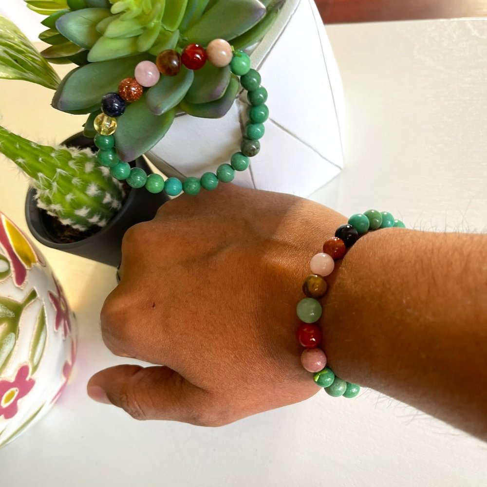 Bracelet Seven Chakra Stones with Turquoise Stones
